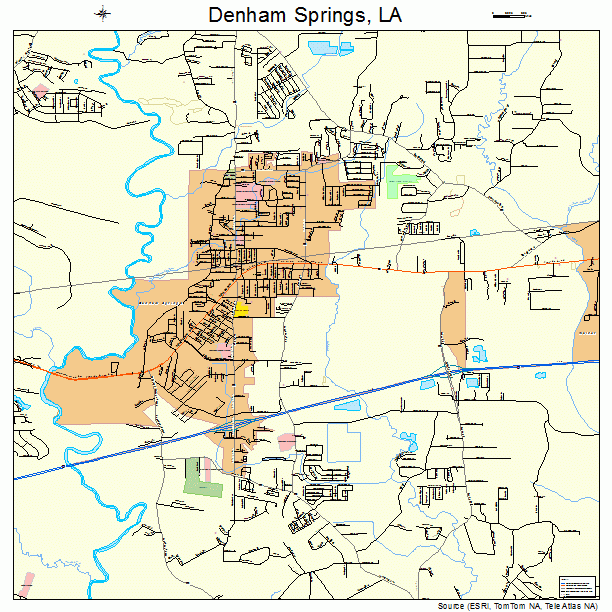 Denham Springs, LA street map