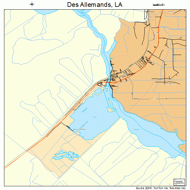 Des Allemands, LA street map