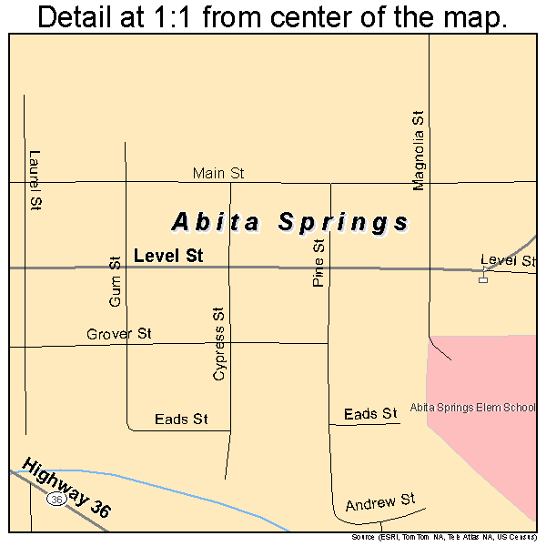 Abita Springs, Louisiana road map detail