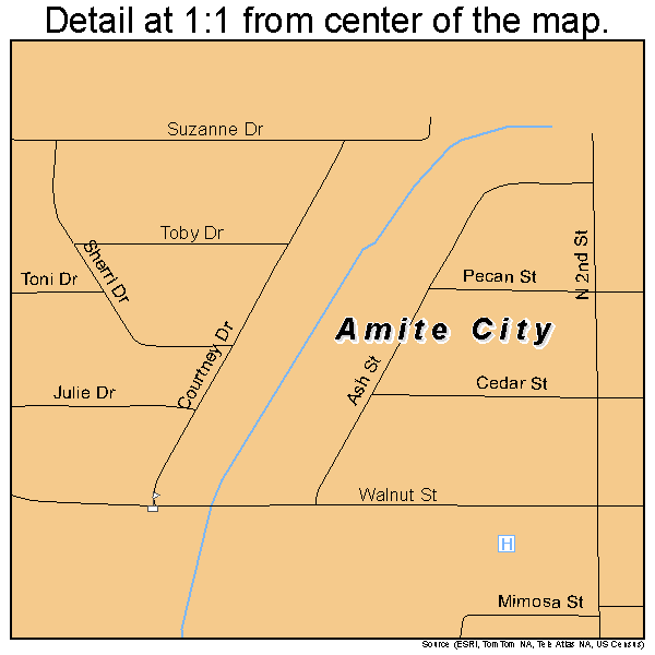 Amite City, Louisiana road map detail