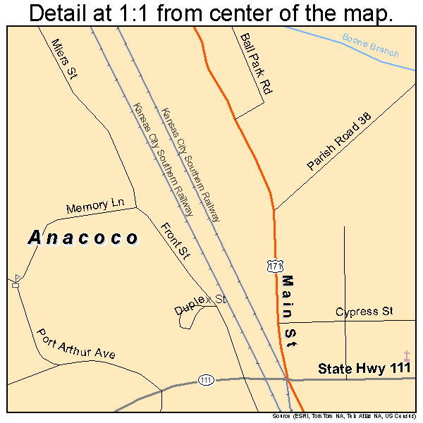 Anacoco, Louisiana road map detail