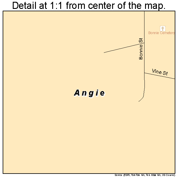 Angie, Louisiana road map detail