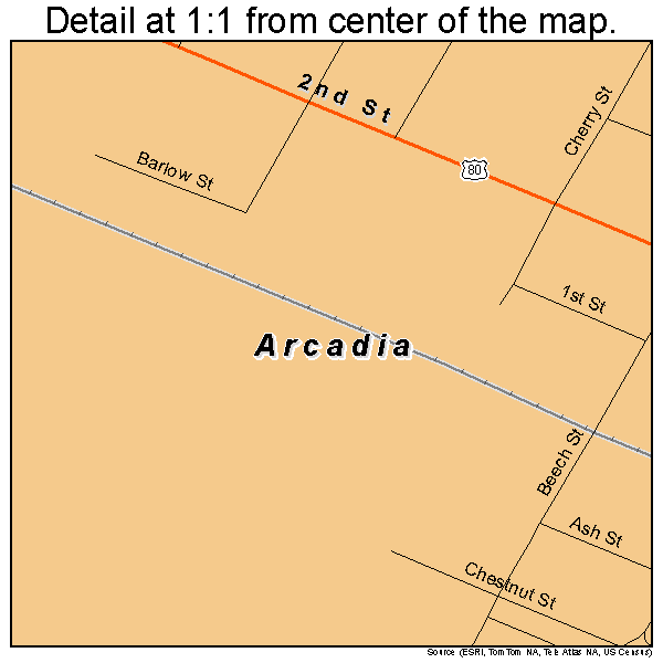 Arcadia, Louisiana road map detail