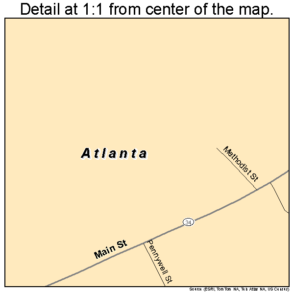 Atlanta, Louisiana road map detail