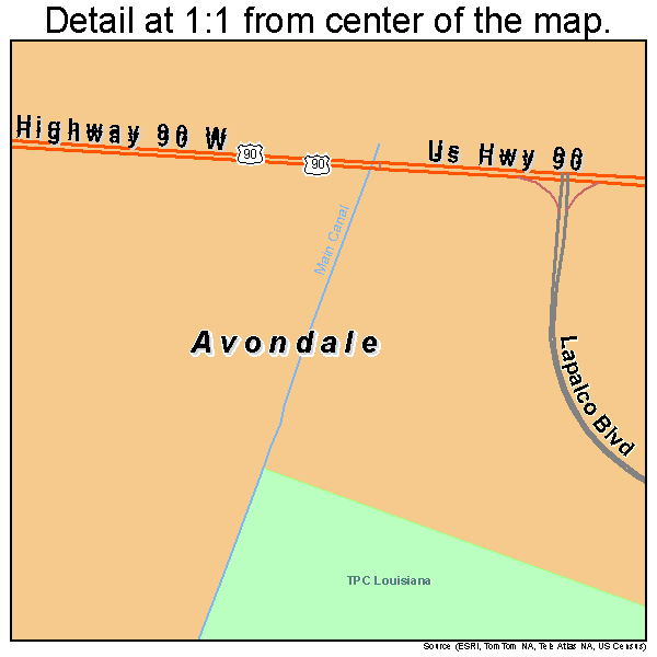 Avondale, Louisiana road map detail
