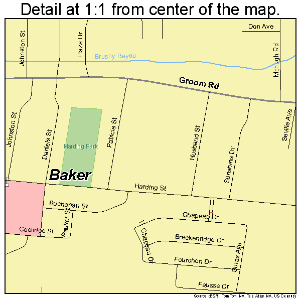 Baker, Louisiana road map detail