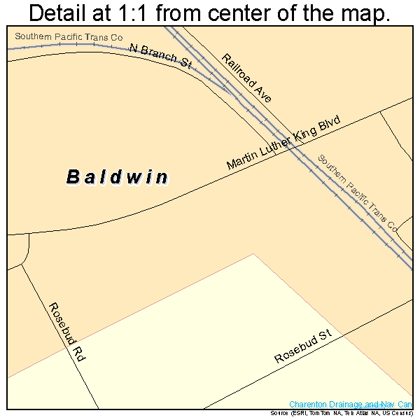 Baldwin, Louisiana road map detail