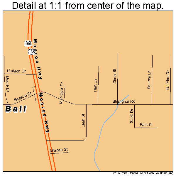 Ball, Louisiana road map detail