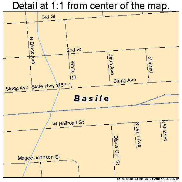 Basile, Louisiana road map detail