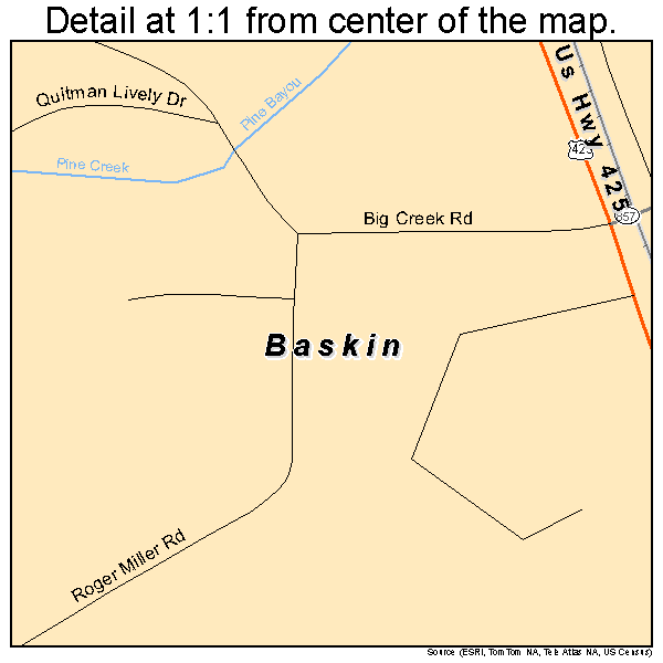 Baskin, Louisiana road map detail