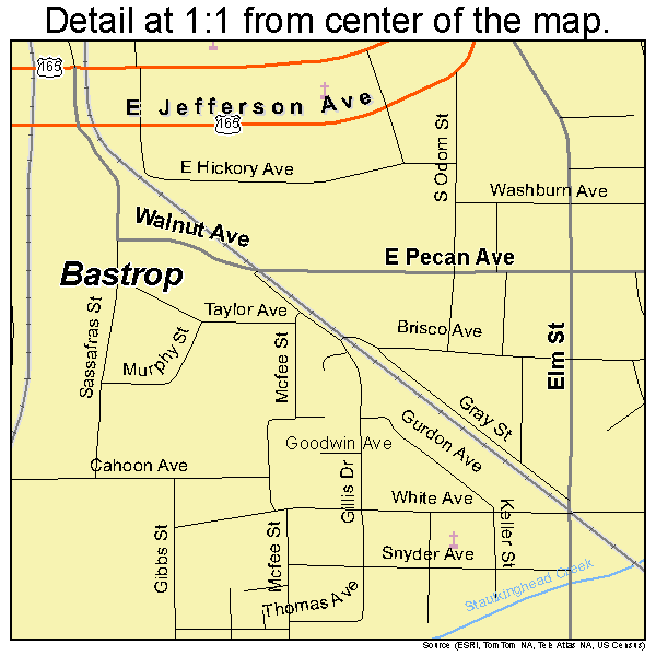 Bastrop, Louisiana road map detail