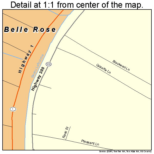 Belle Rose, Louisiana road map detail