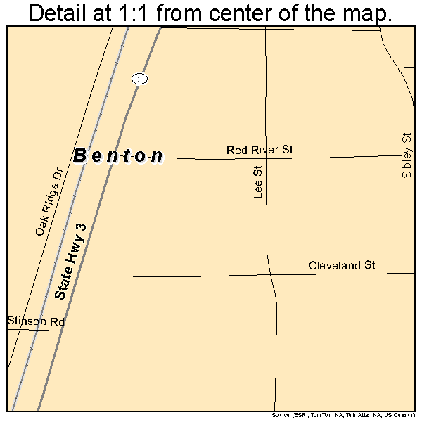 Benton, Louisiana road map detail