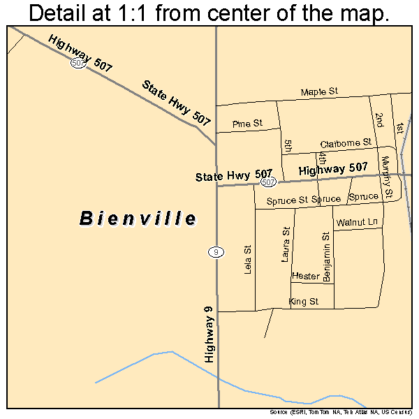 Bienville, Louisiana road map detail