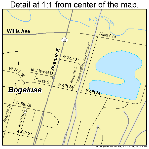 Bogalusa, Louisiana road map detail