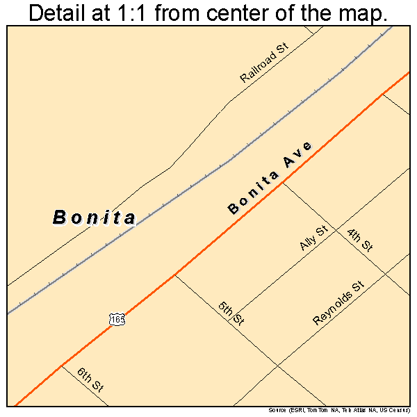 Bonita, Louisiana road map detail