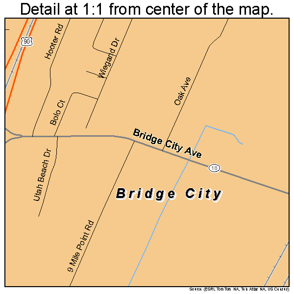 Bridge City, Louisiana road map detail