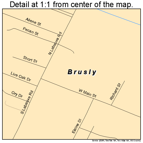 Brusly, Louisiana road map detail