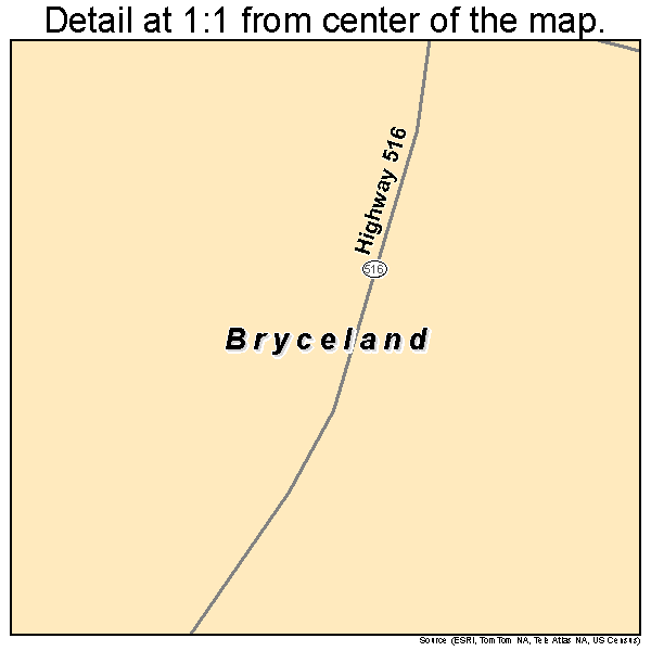 Bryceland, Louisiana road map detail
