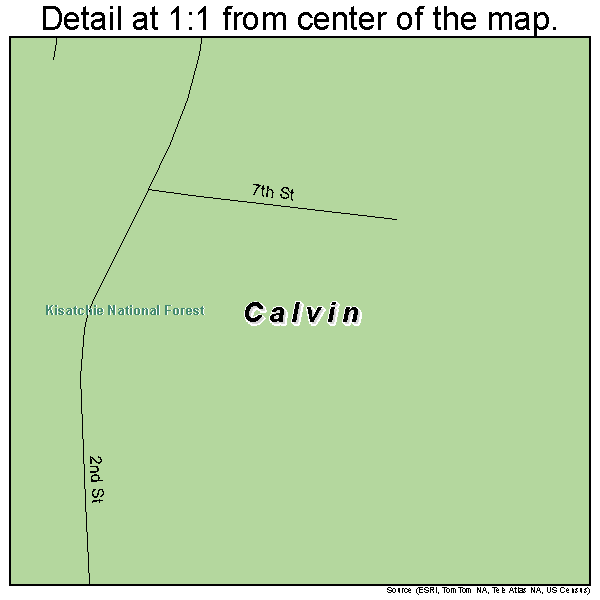 Calvin, Louisiana road map detail