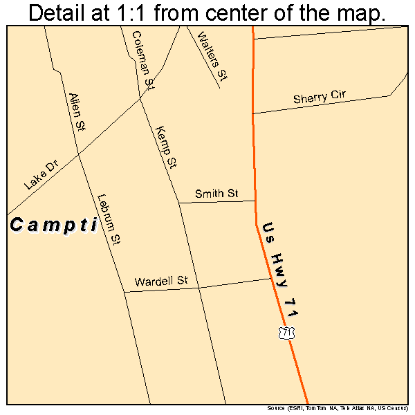 Campti, Louisiana road map detail