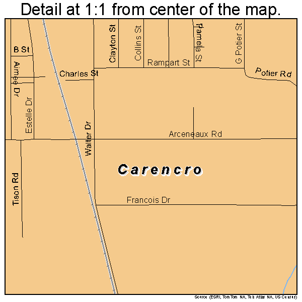 Carencro, Louisiana road map detail
