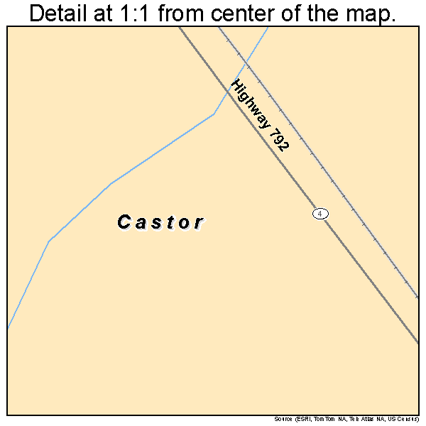 Castor, Louisiana road map detail