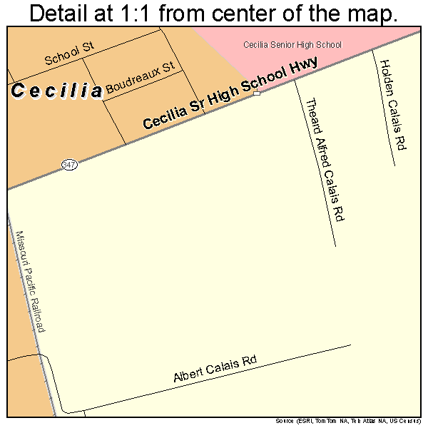 Cecilia, Louisiana road map detail