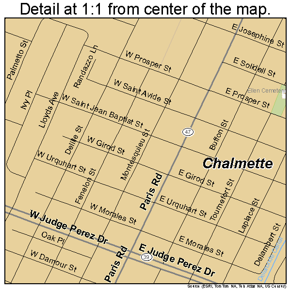 Chalmette, Louisiana road map detail