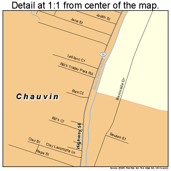 Chauvin, Louisiana road map detail