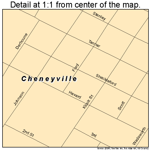 Cheneyville, Louisiana road map detail