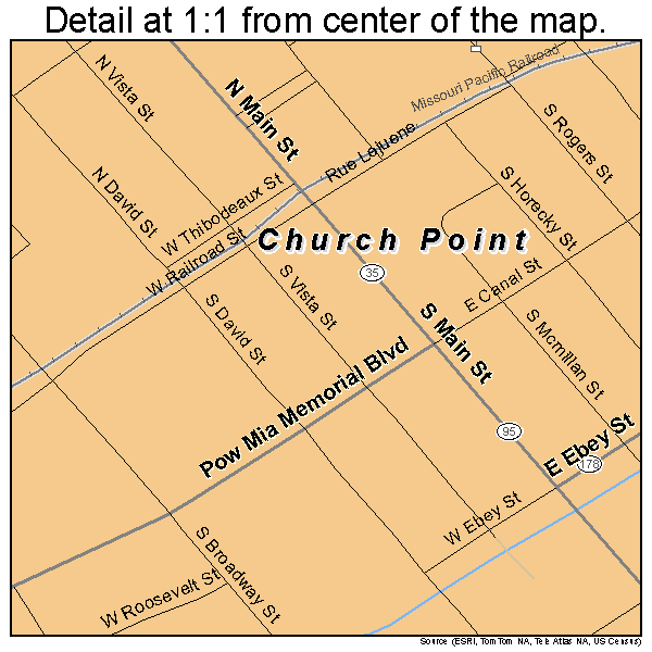 Church Point, Louisiana road map detail