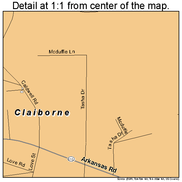 Claiborne, Louisiana road map detail