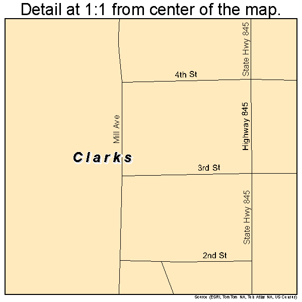 Clarks, Louisiana road map detail