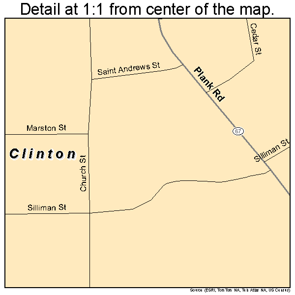 Clinton, Louisiana road map detail