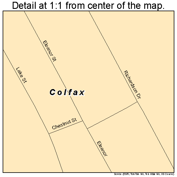 Colfax, Louisiana road map detail