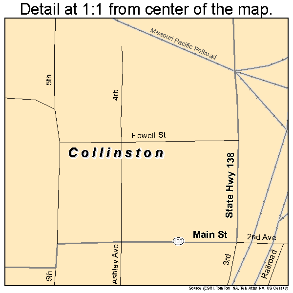 Collinston, Louisiana road map detail