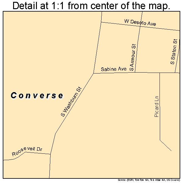 Converse, Louisiana road map detail