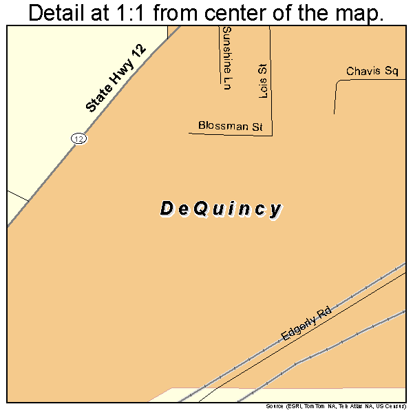 DeQuincy, Louisiana road map detail