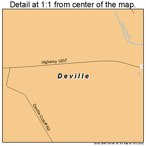 Deville, Louisiana road map detail