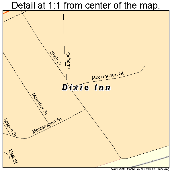 Dixie Inn, Louisiana road map detail