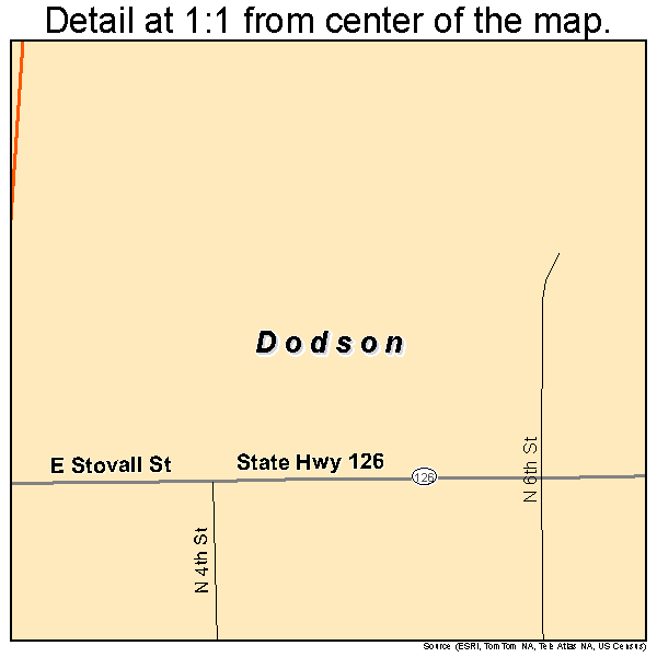 Dodson, Louisiana road map detail