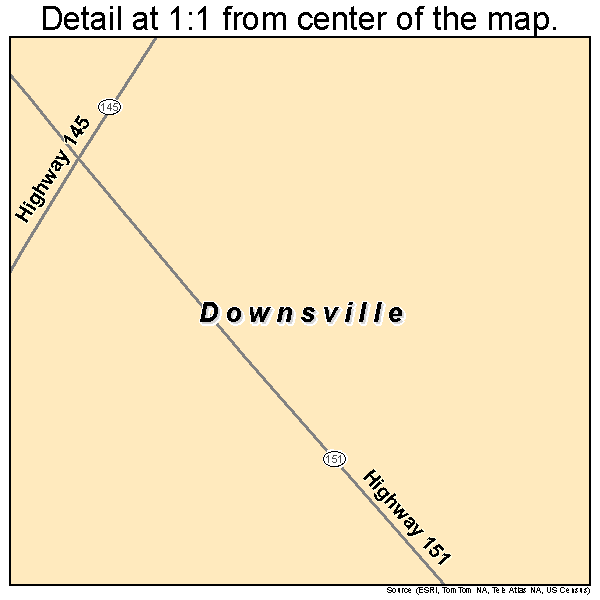 Downsville, Louisiana road map detail