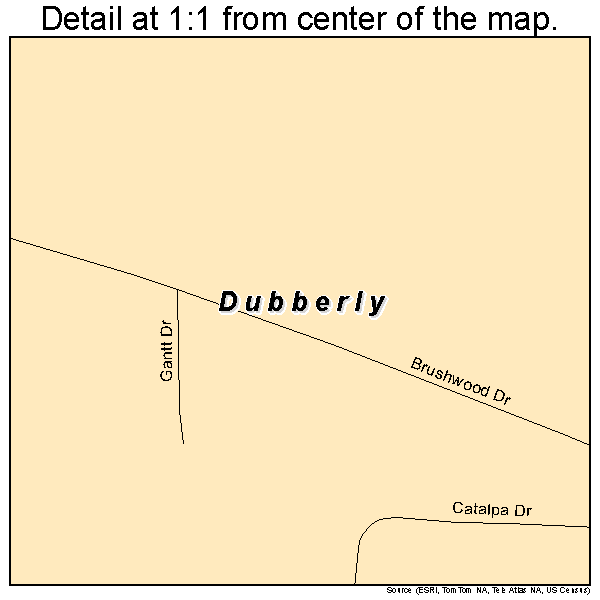 Dubberly, Louisiana road map detail