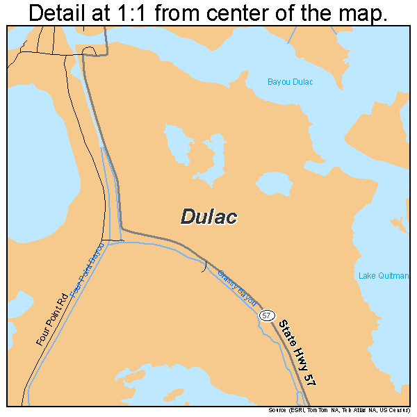 Dulac, Louisiana road map detail
