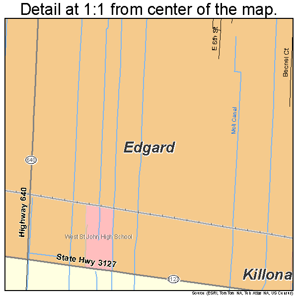 Edgard, Louisiana road map detail