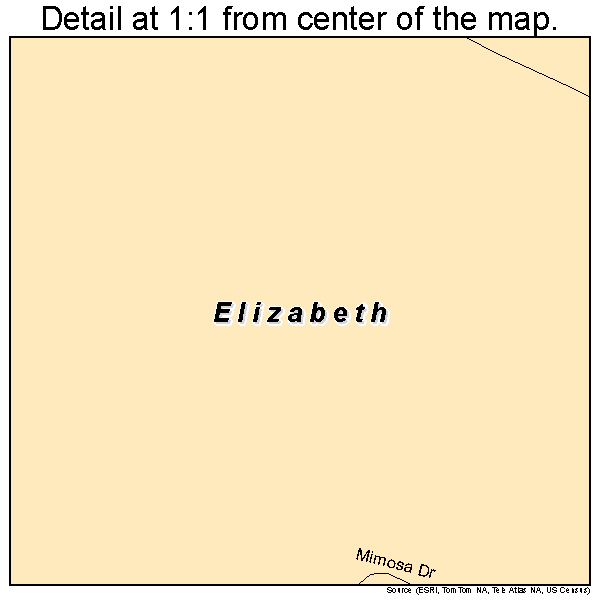 Elizabeth, Louisiana road map detail