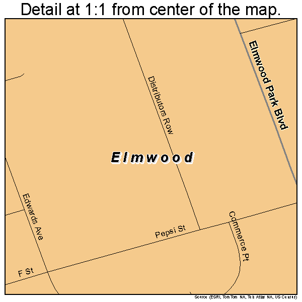 Elmwood, Louisiana road map detail