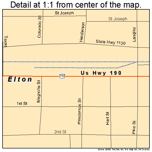 Elton, Louisiana road map detail