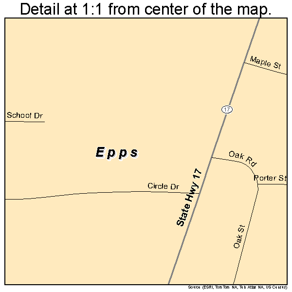 Epps, Louisiana road map detail